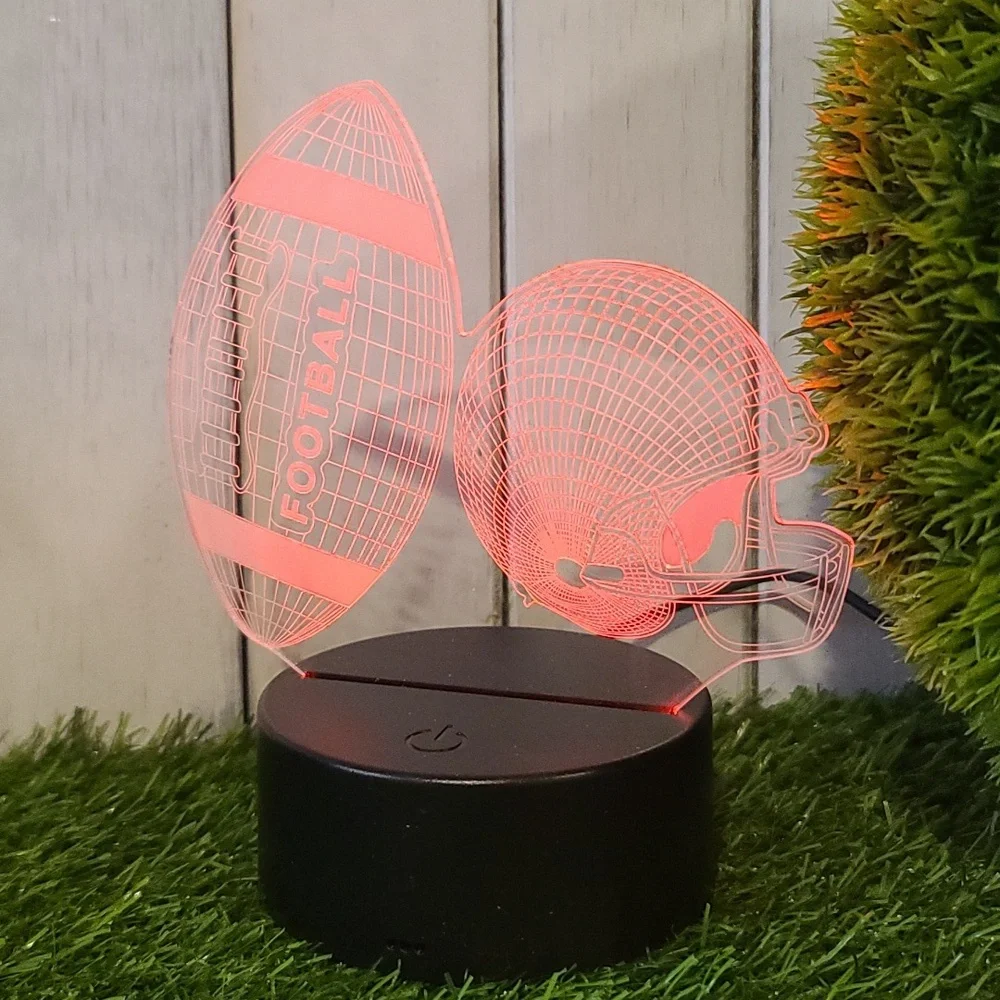 3D Football & Helmet Night Light LED color changing  USB cord or battery -HP NWT